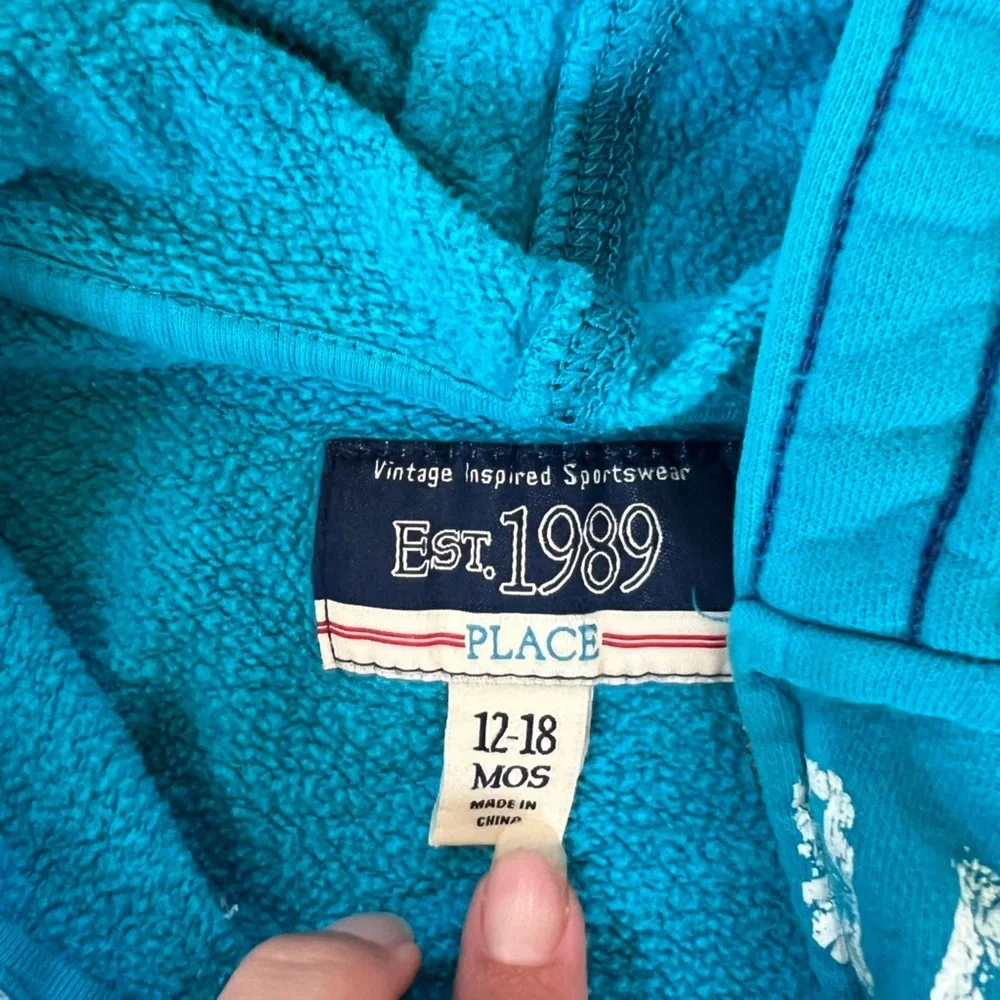 The Children's Place Blue Zip-Up Hoodie Sweatshirt 12 mo
